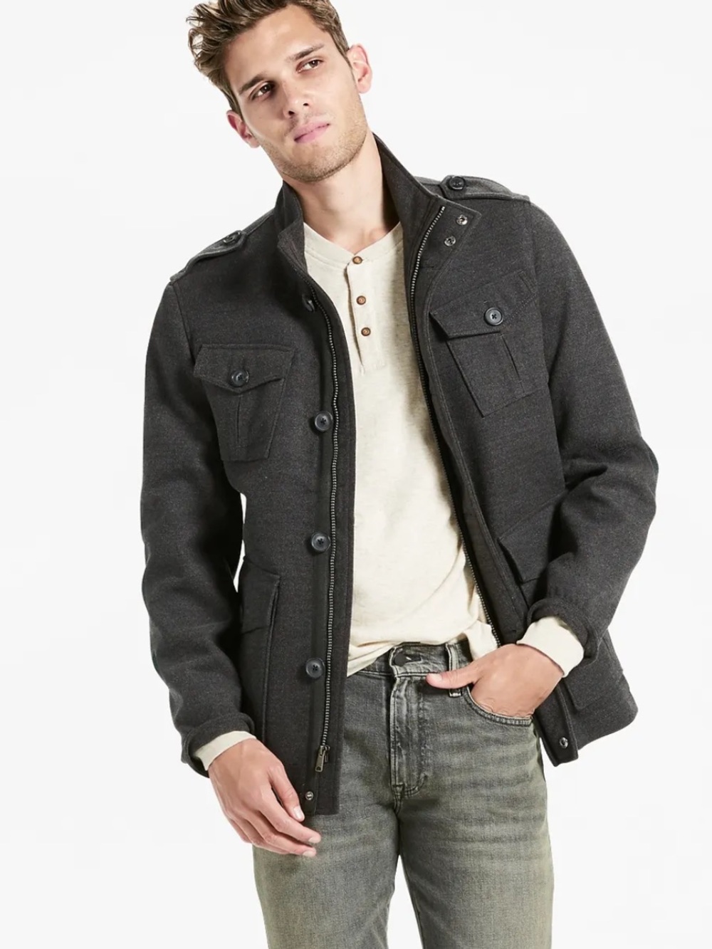 Lucky Brand charcoal gray utility jacket Size XXL New with tag